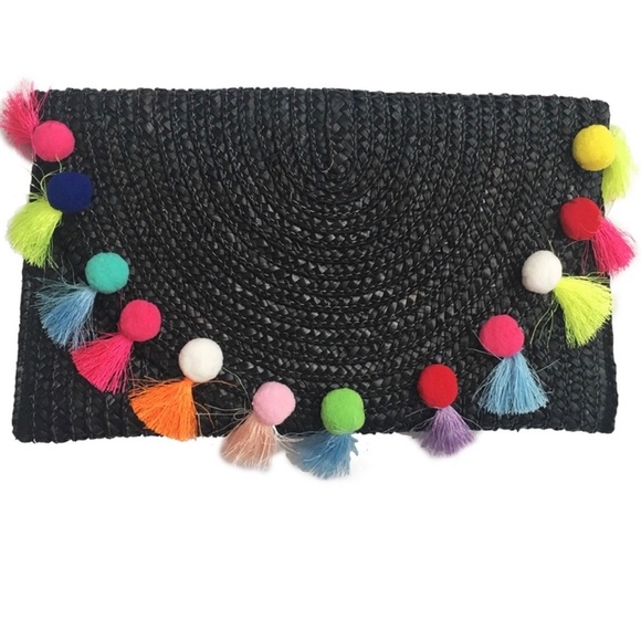 Real Straw Pom Pom Clutch. Carnival time or Vacay! - Picture 2 of 8